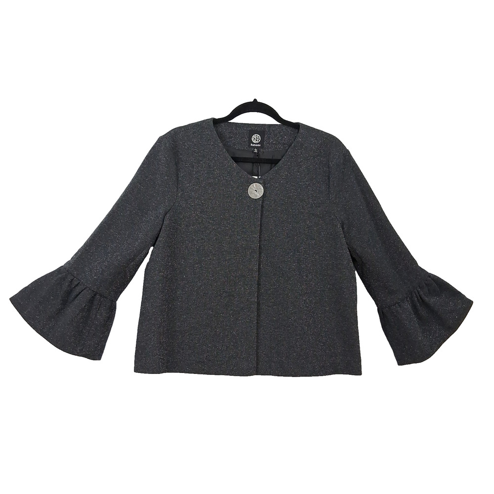 NWT Bobeau Sparkly Bell Sleeve Jacket Charcoal Contemporary Chic Size L - Picture 1 of 10